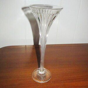 Elegant Tall Antique Fluted Glass Vase